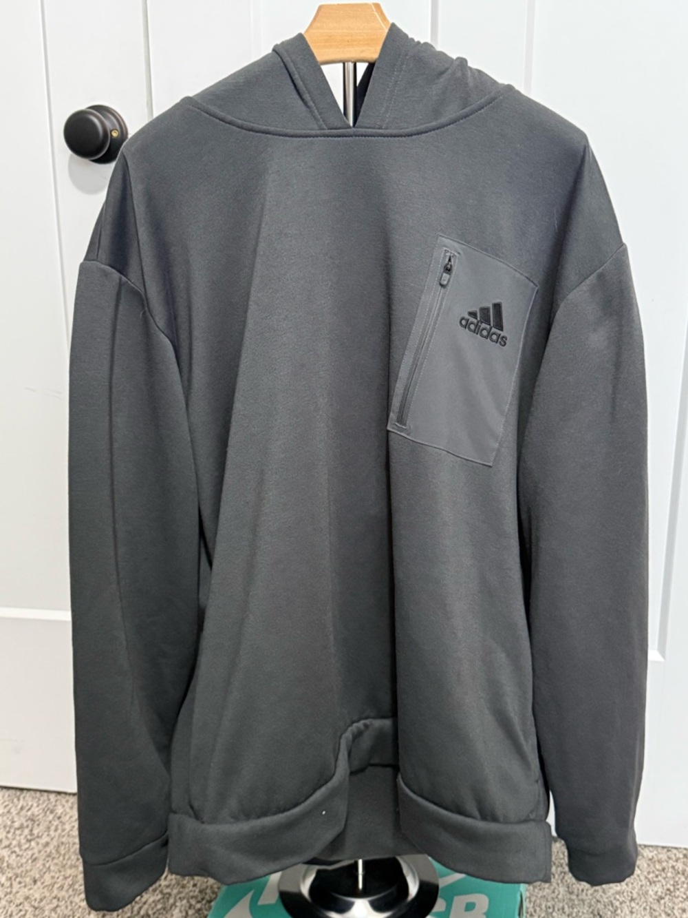 adidas Men's Dark Gray Crewneck Hooded Sweater